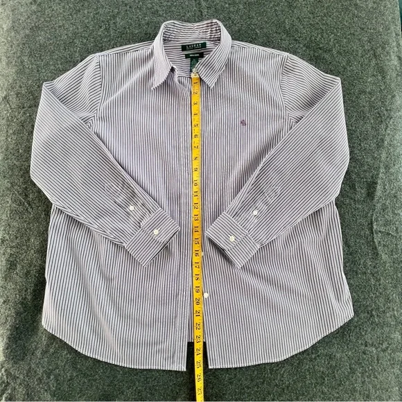 Lauren Ralph Lauren women’s button-up 1X plus sz purple white stripes non iron - Picture 8 of 8